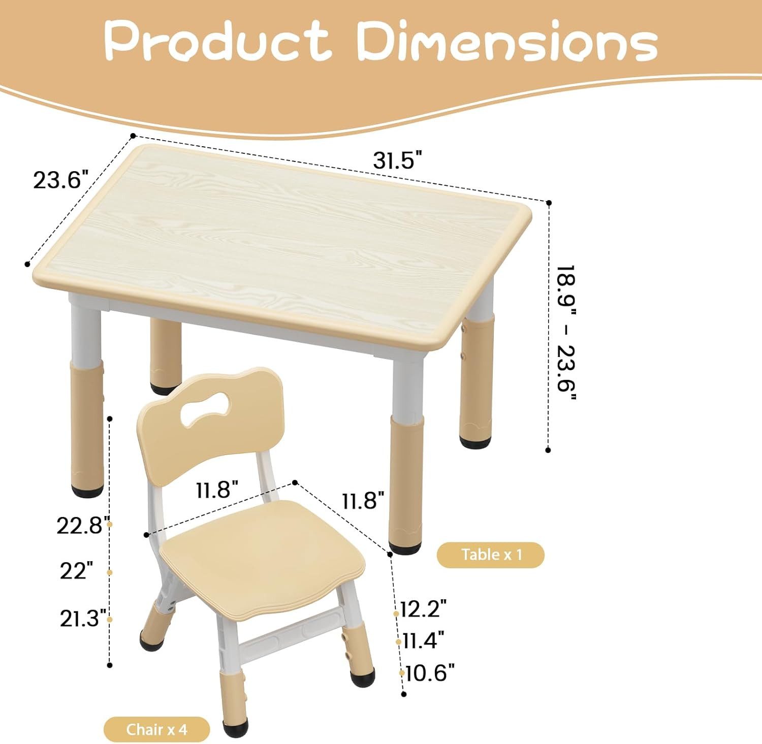 GarveeMore Kindersitzgruppe mit 4 Stühlen und Graffiti-Schreibtisch,höhenve günstig online kaufen