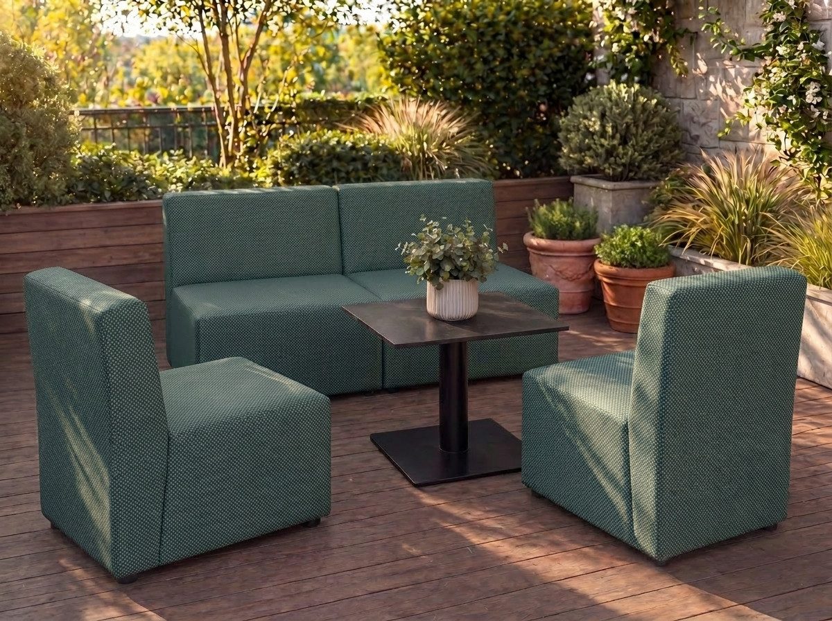 A&J MöbelLand GmbH Gartenlounge-Set Outdoor Lounge Set GOLD – Sofa und zwei Sessel, (Outdoor Lounge Set für Garten und Terrasse, 3-teiliges modernes Garten Lounge Set), Modernes Outdoor-Set mit hohem Komfort und wetterfestem Bezug