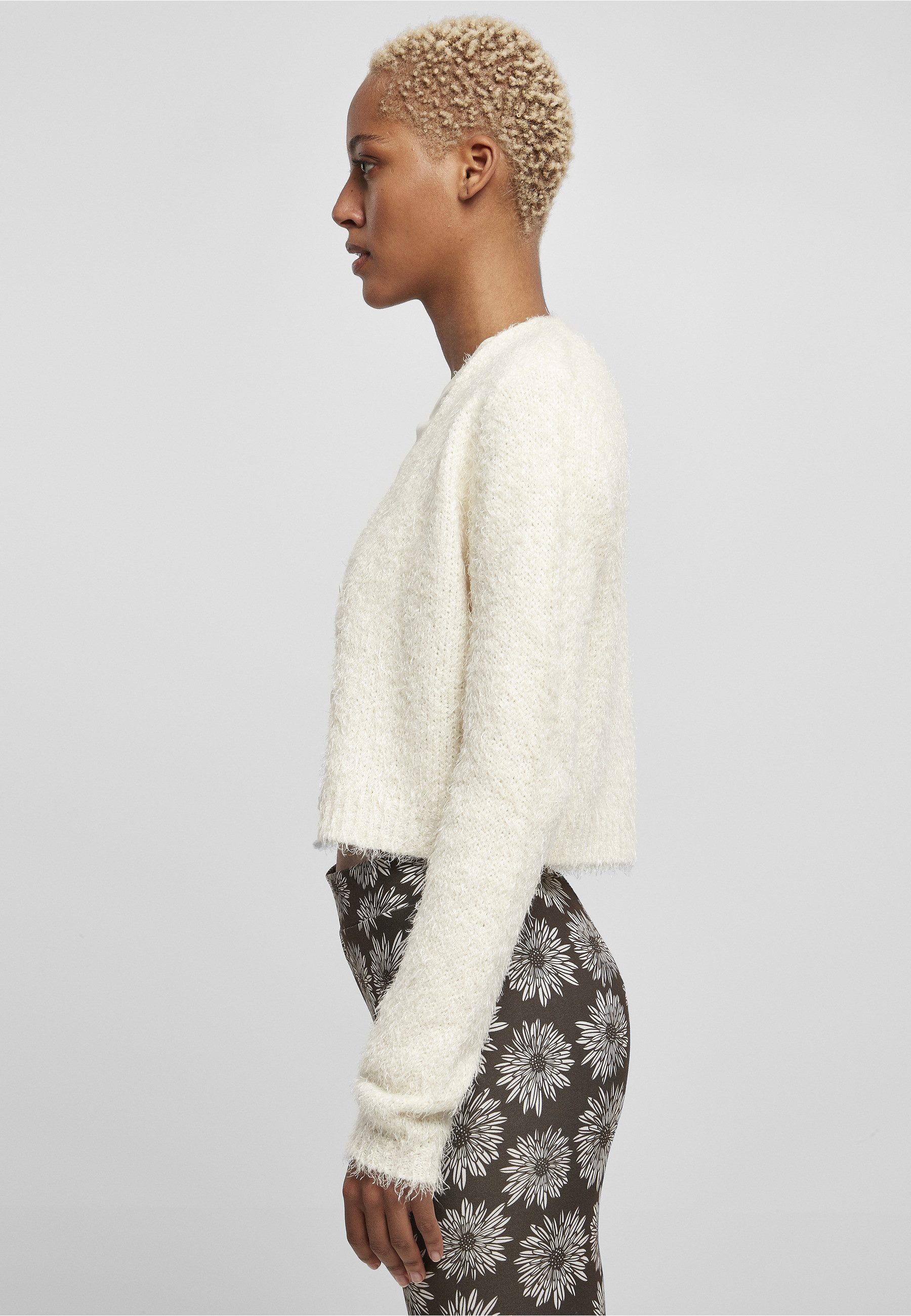 URBAN CLASSICS Cardigan Urban Classics Damen Ladies Cropped Feather Cardigan (1-tlg)