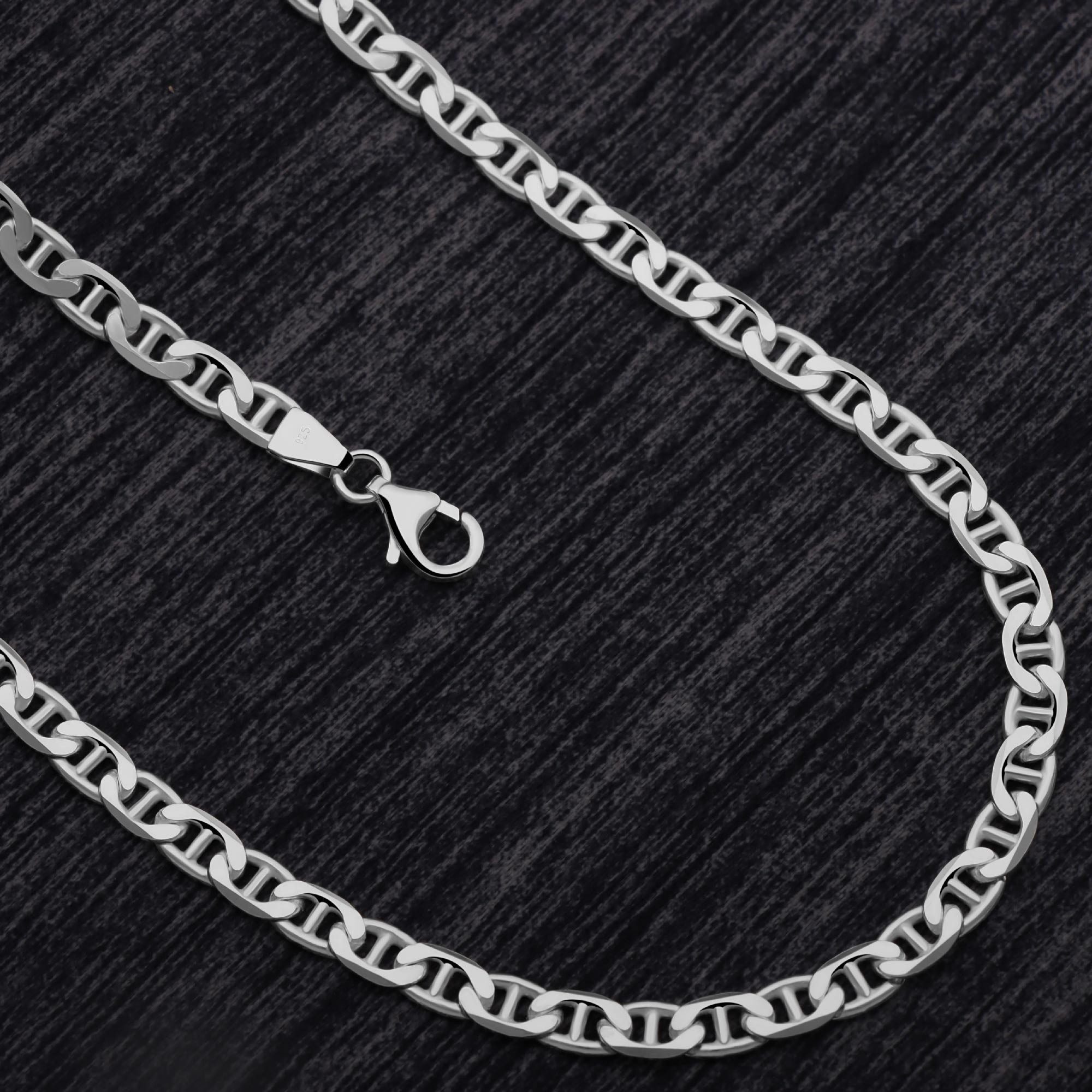 Tony Fein Silberkette Stegpanzerkette 4,5mm 925er Silber Massiv Diamantiert günstig online kaufen