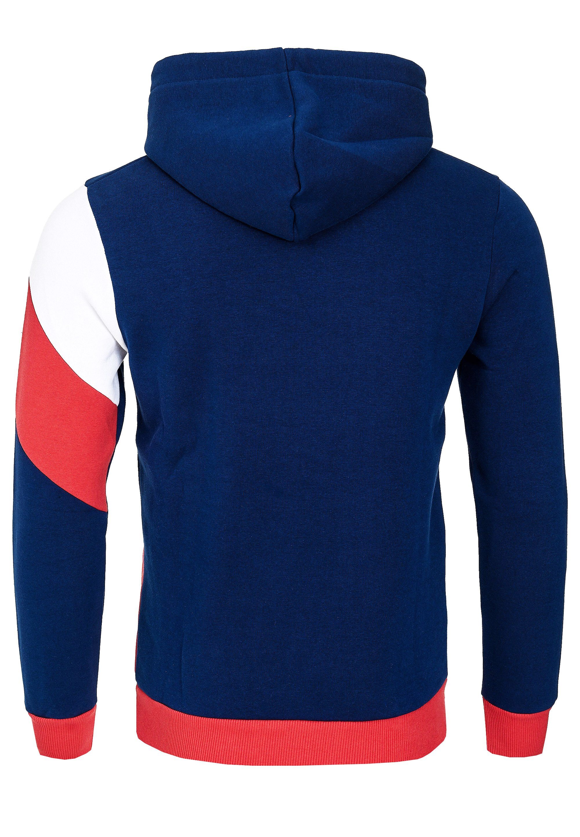 Rusty Neal Kapuzensweatshirt in Design blau-weiß sportlichem