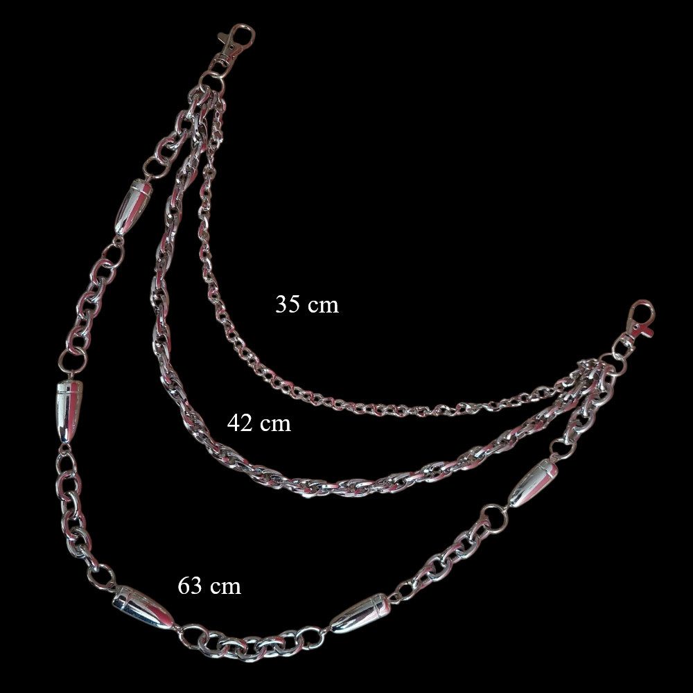Ware aus aller Welt Hosenkette Dreireihig mit Patronen-Design Karabiner Geldbörsenkette Biker Kette, (1-tlg)