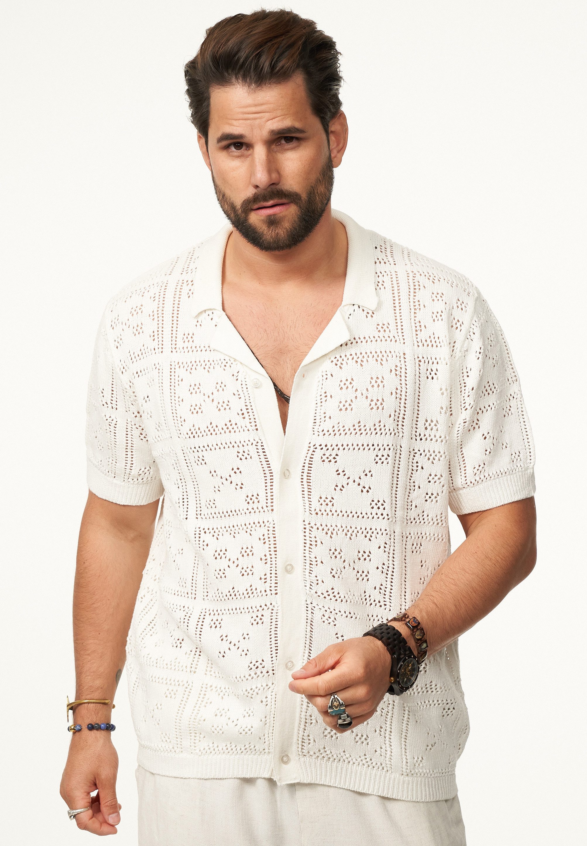 SOULSTAR Poloshirt im Cardigan Vintage Summer-Look Herren Kurzarm Strick Po günstig online kaufen