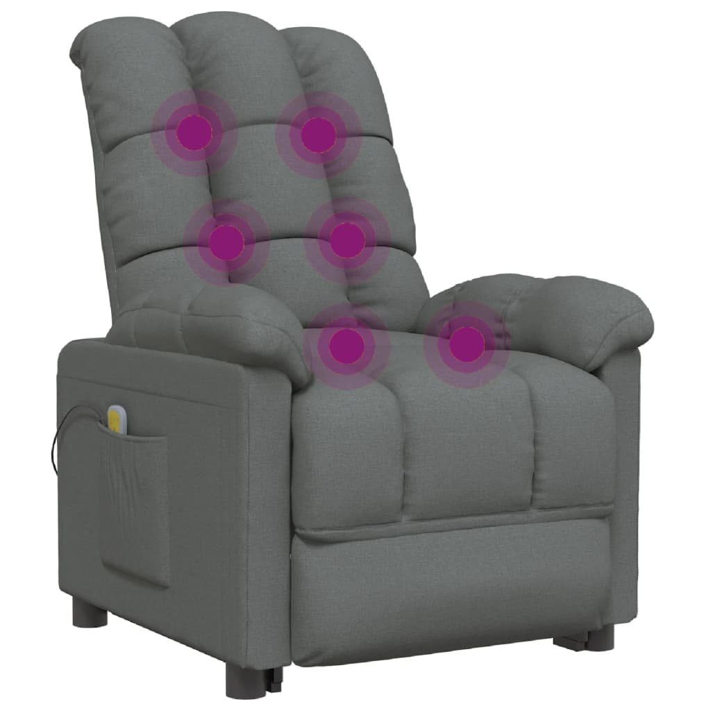 DOTMALL Massagesessel Fernsehsessel Mit Seitentasche, Liegefunktion,Vibration,für Wohnzimmer Dunkelgrau