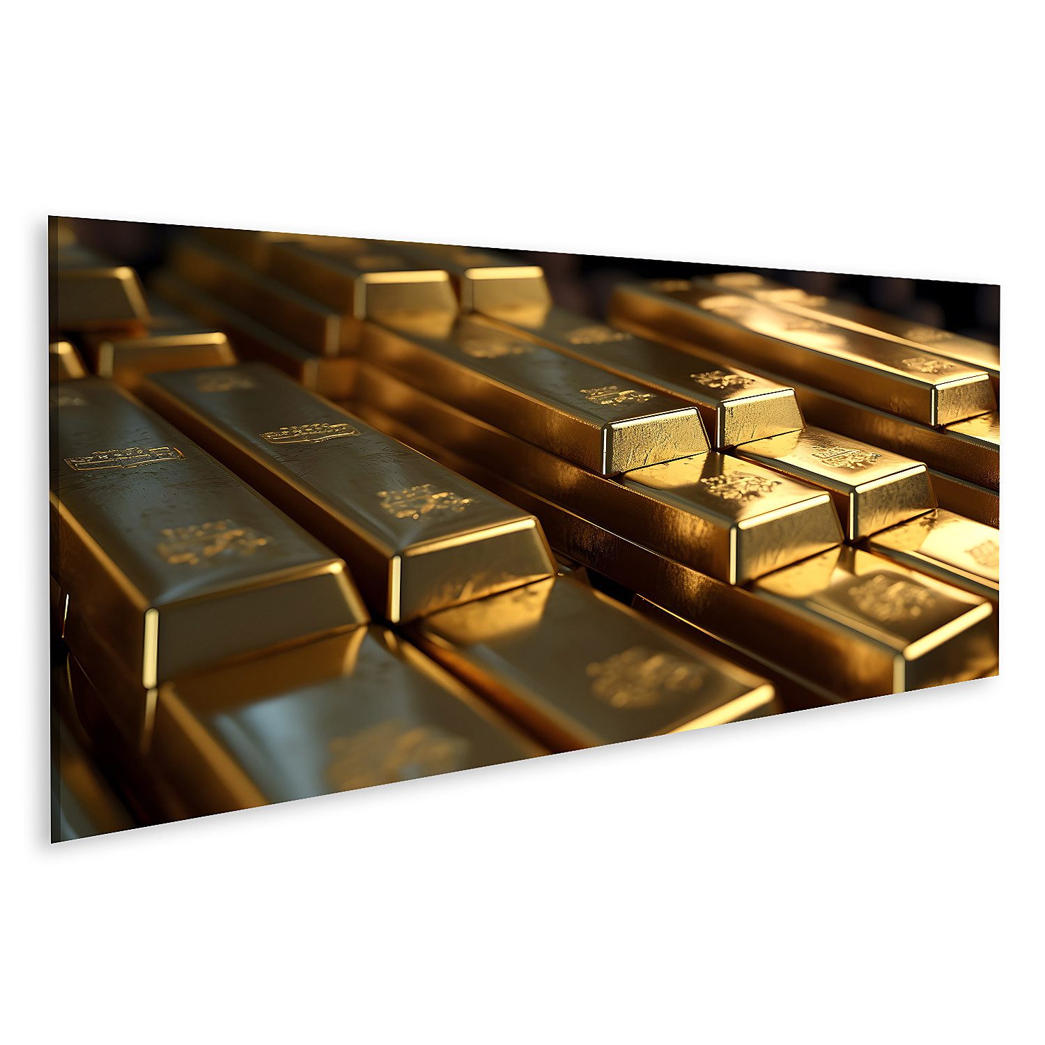 islandburner Leinwandbild Goldbarren Sammlung Reichtum Hintergrund Glanz und Luxus Wandbild