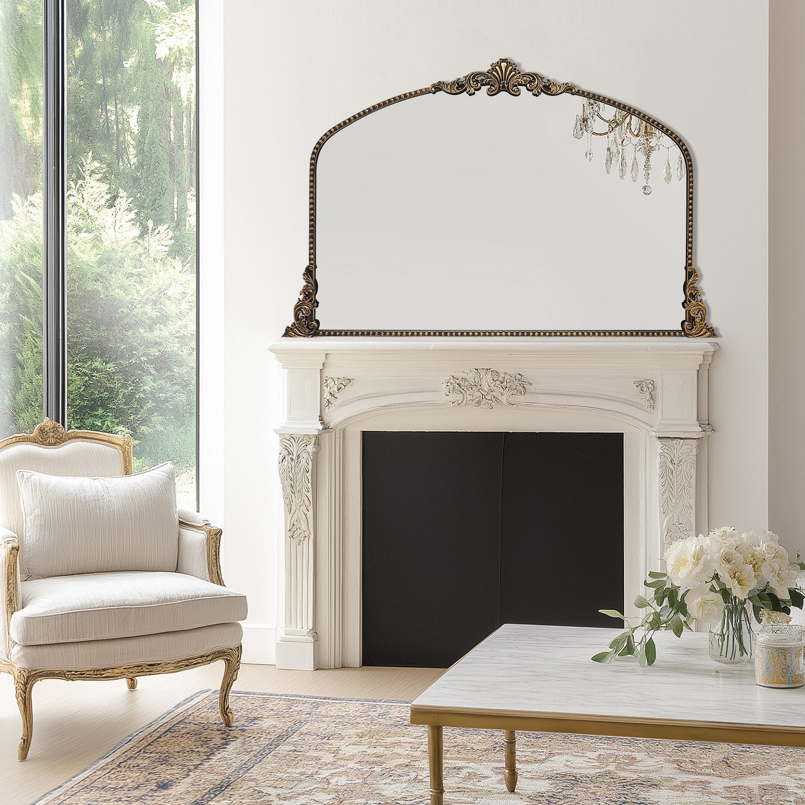 G-LEAF Wandspiegel Bogen-Wandspiegel, antiker Spiegel im Barockstil (1-St), günstig online kaufen