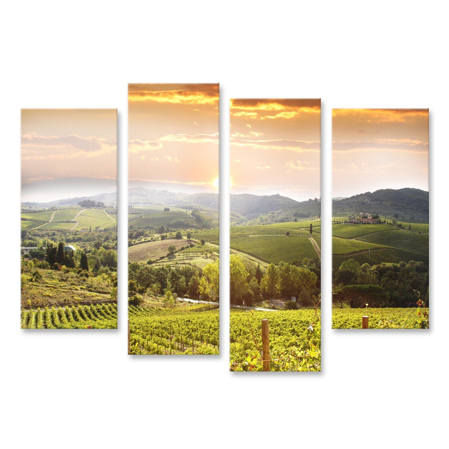 Leinwandbild Bild auf Leinwand Weinberg Chianti Toskana Wandbild Leinwandbild Wand