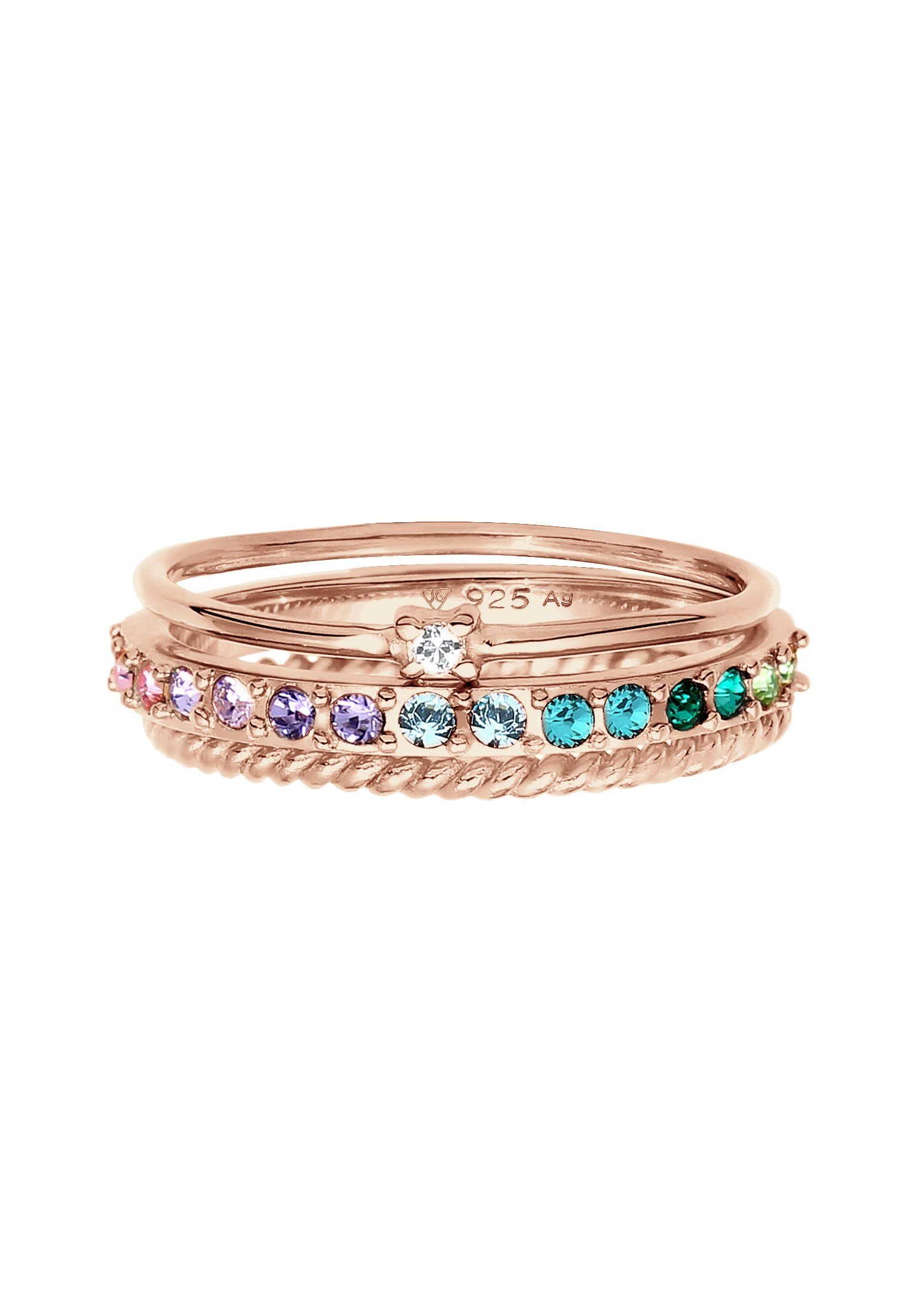 Elli Solitärring Kristalle Farbig Regenbogen Set günstig online kaufen