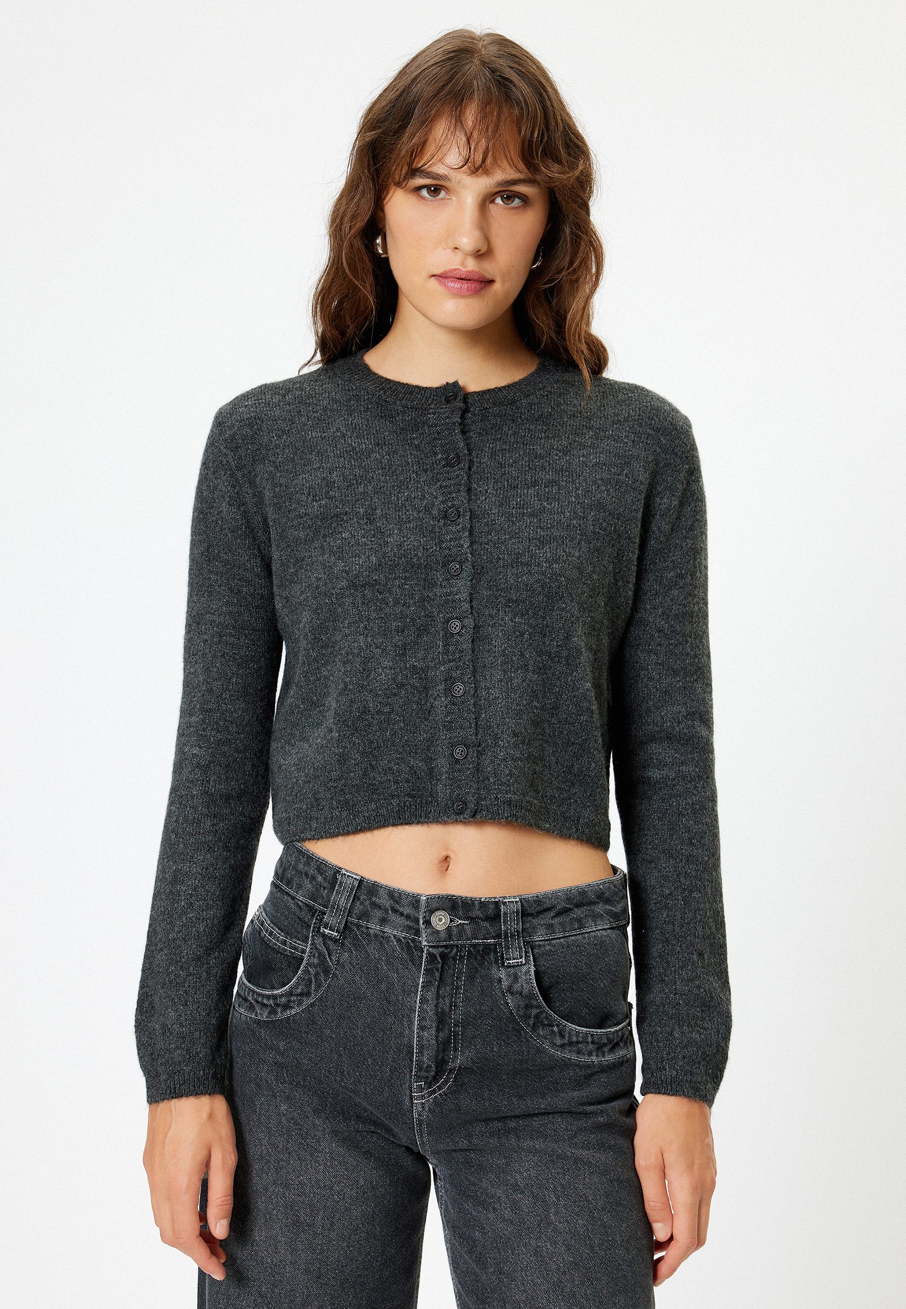Koton Cardigan Rundhalsausschnitt Mit Knöpfen