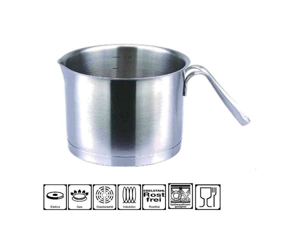 Markenwarenshop-Style Milchtopf Stahl Waren Edelstahl Milchtopf 1,7 Liter Serie "Profi Pearl" Ø14cm, Edelstahl