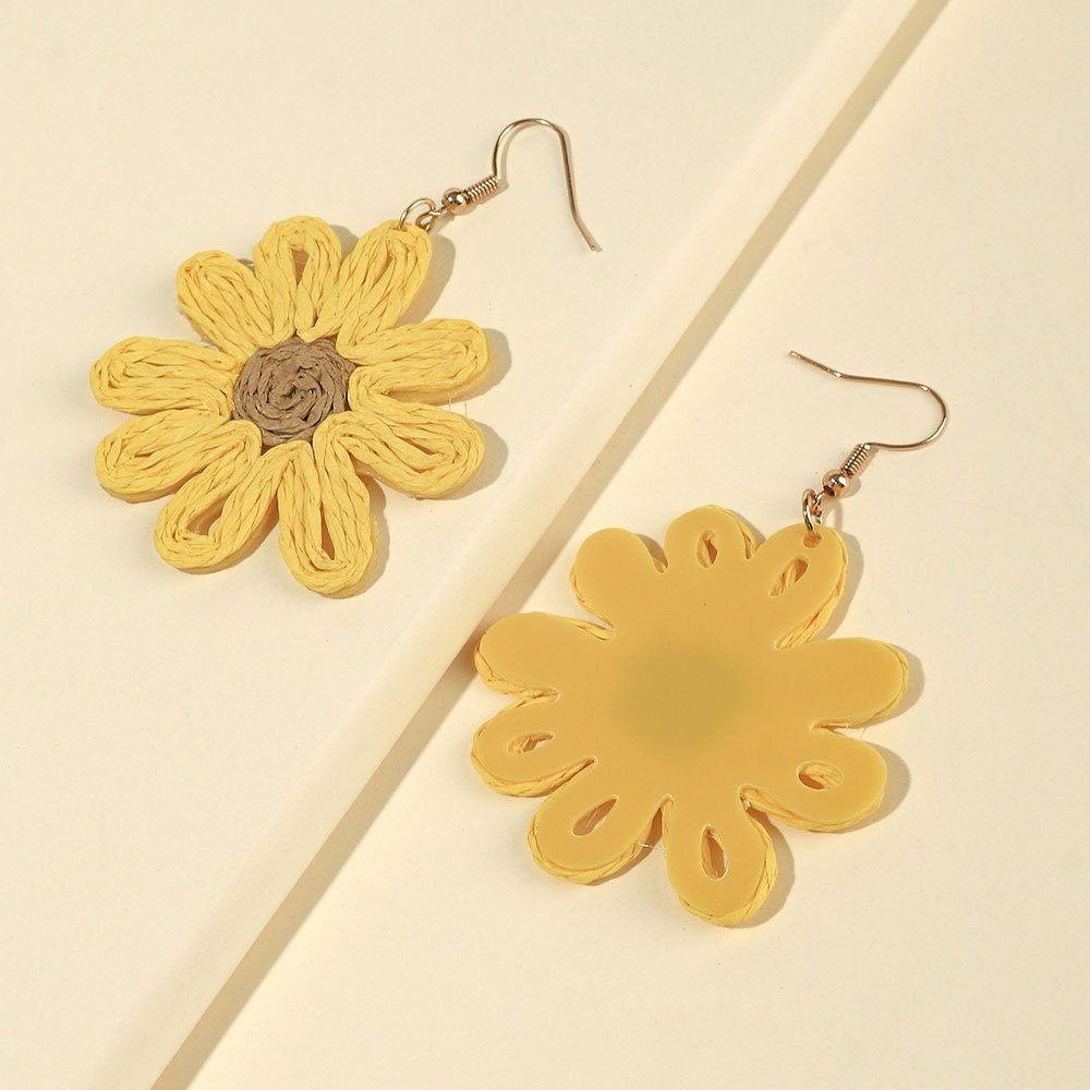 Paar Bohemian Gelb Holiday Damenschmuck LAKKEC Flower baumeln Earrings Ohrhänger Ohrringe