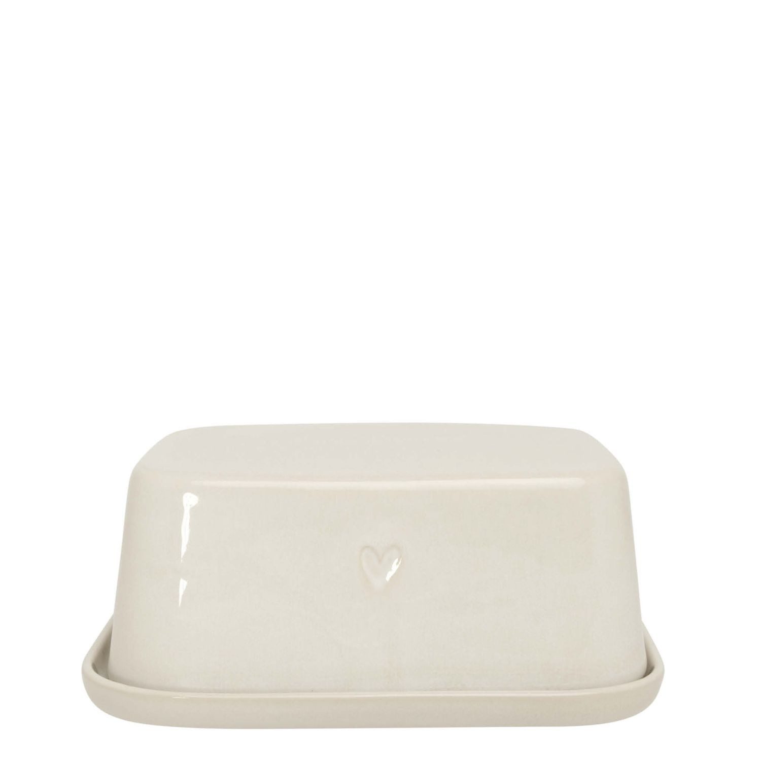 Bastion Collections Butterdose Clear Heart, Stoneware, Spülmaschinengeeignet, Creme, Clear Heart, H: 6cm