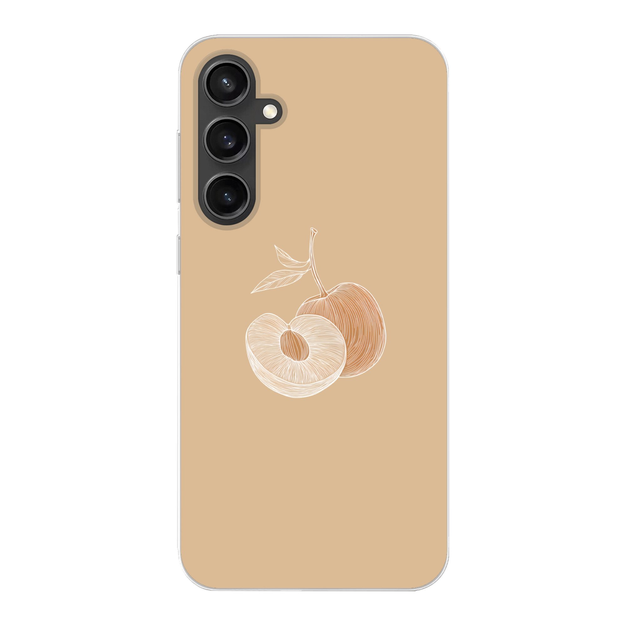 MuchoWow Handyhülle für Samsung Galaxy S23 FE Pfirsich - Strichzeichnung - Grube - Beige