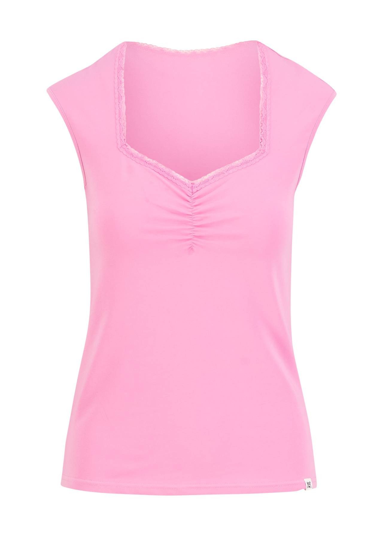 Blutsgeschwister T-Shirt - Damen Top rosa - Herzausschnitt mit Spitze - ärmelloses Shirt - Let
