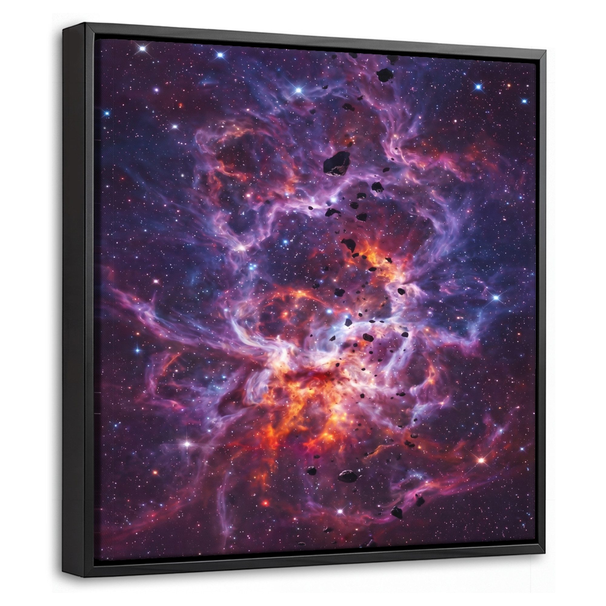 OneMillionCanvasses® Leinwandbild mit Rahmen - Weltraum - Sterne - Abstrakt - Farbenfroh, Fotodruck (1 St), Leinwand Bilder Klein, Wand Dekoration Aesthetic 20x20cm
