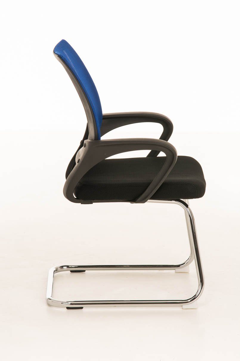 Besucherstuhl Europa Sitzfläche: - gepolsterter - Stoff mit Gestell: chrom - Sitzfläche Konferenzstuhl Metall hochwertig blau - Esszimmerstuhl TPFLiving Wohnzimmerstuhl), (Küchenstuhl