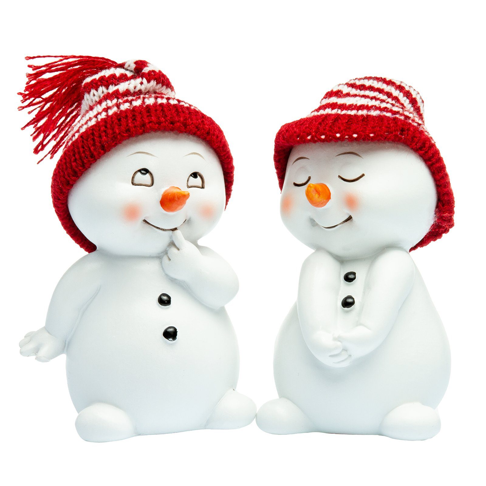 Weihnachtsfigur DK32 Schneemann mit Strickmützen für Weihnachten und Winter 2er Set