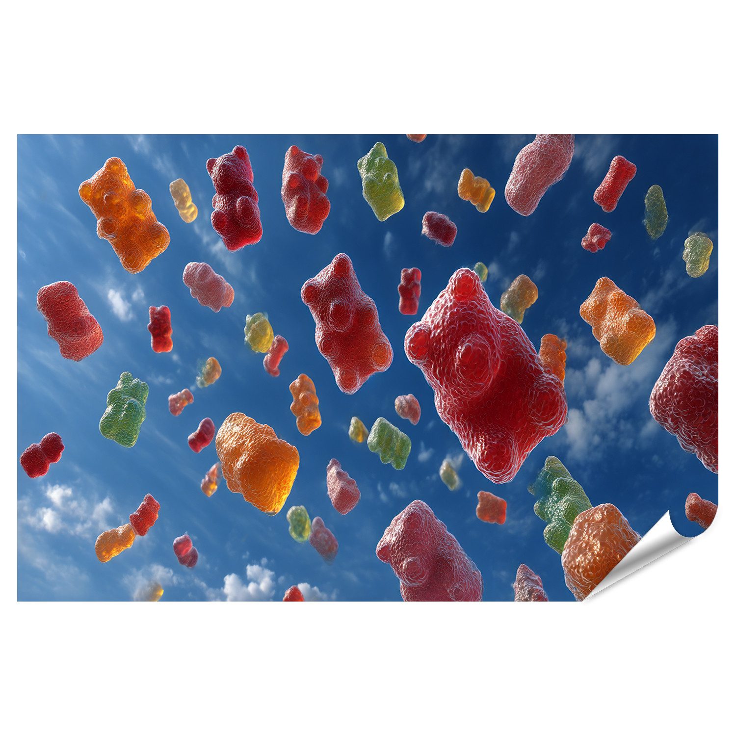 islandburner Poster Bunte Gummibärchen im Himmel - für Kinderzimmer - Standard