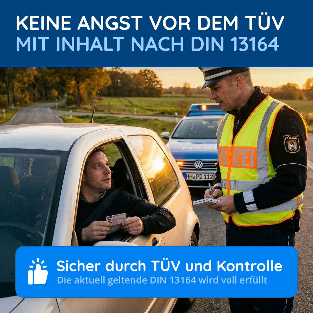 FLEXEO KFZ-Verbandtasche DIN 13164:2022, (1 St), Erste-Hilfe-Set für Autos, PKWs