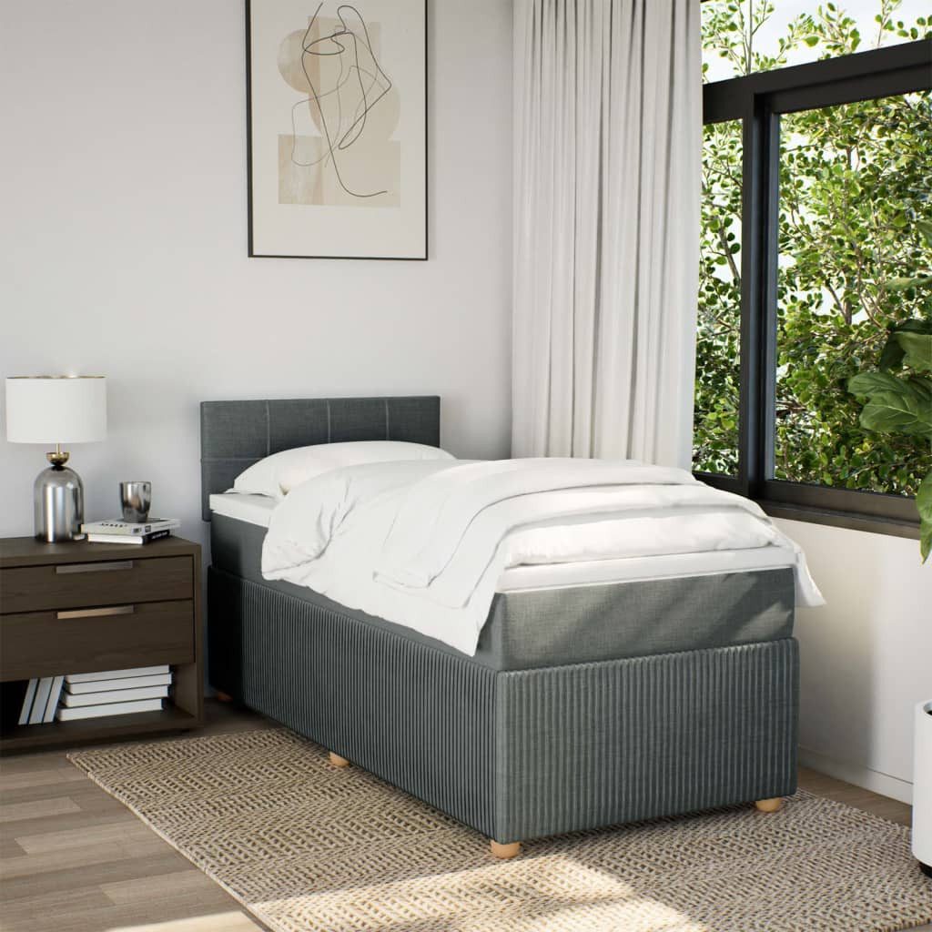 vidaXL Bett Boxspringbett mit Matratze Dunkelgrau günstig online kaufen