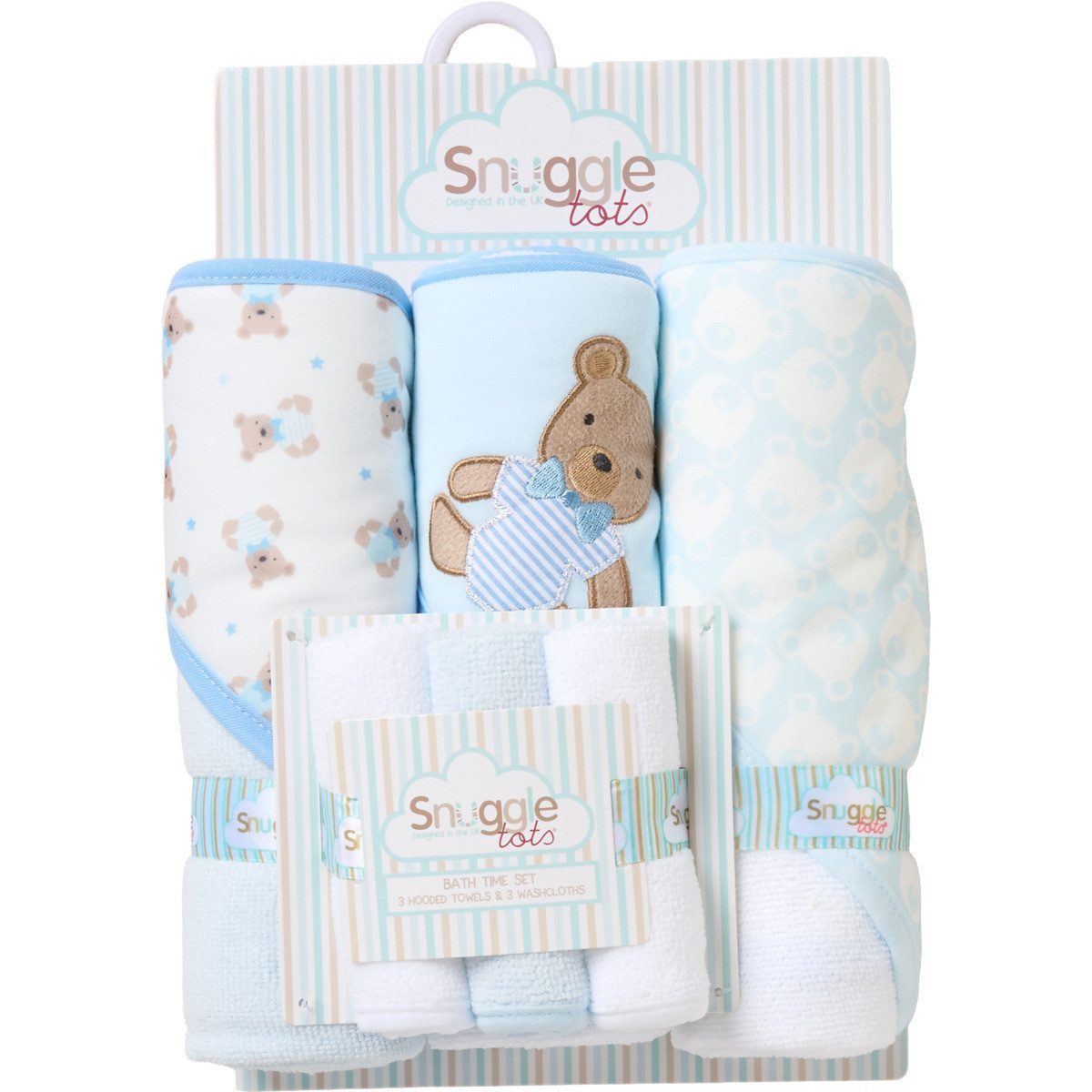 Snuggle Tots Kapuzenhandtuch Bär Unisex Kinder, Frottee (6-St)