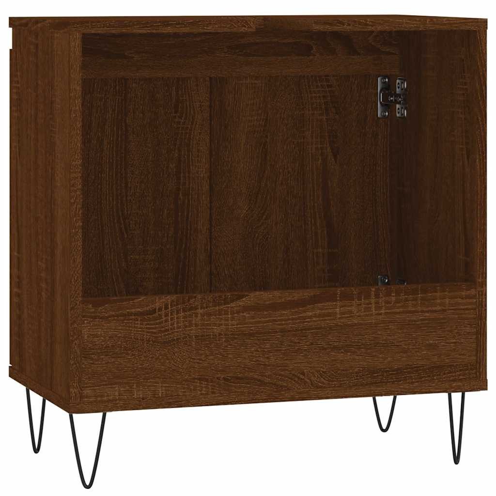 furnicato Badkommode Badezimmerschrank 58 x 33 x 60 cm Braun Eichen-Optik (1 St), Stabiles Badmöbel mit viel Stauraum und Eisenfüßen für dein Bad – Bild 5 von 5