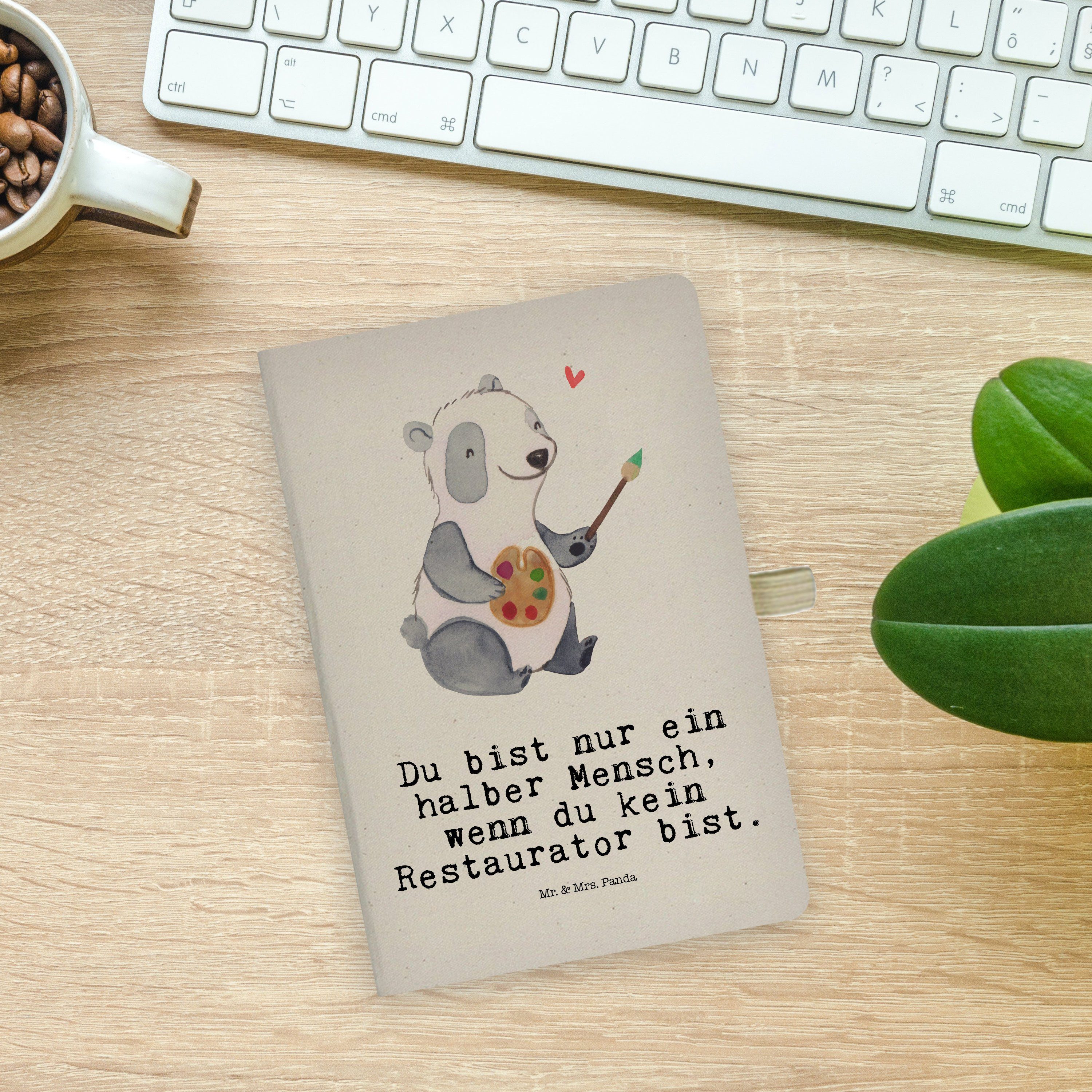 Restaurator Herz - Geschenk, mit Transparent Mr. Mr. & Notizbuch Schenken, - Panda Panda & Mrs. Dankeschön, Mrs.