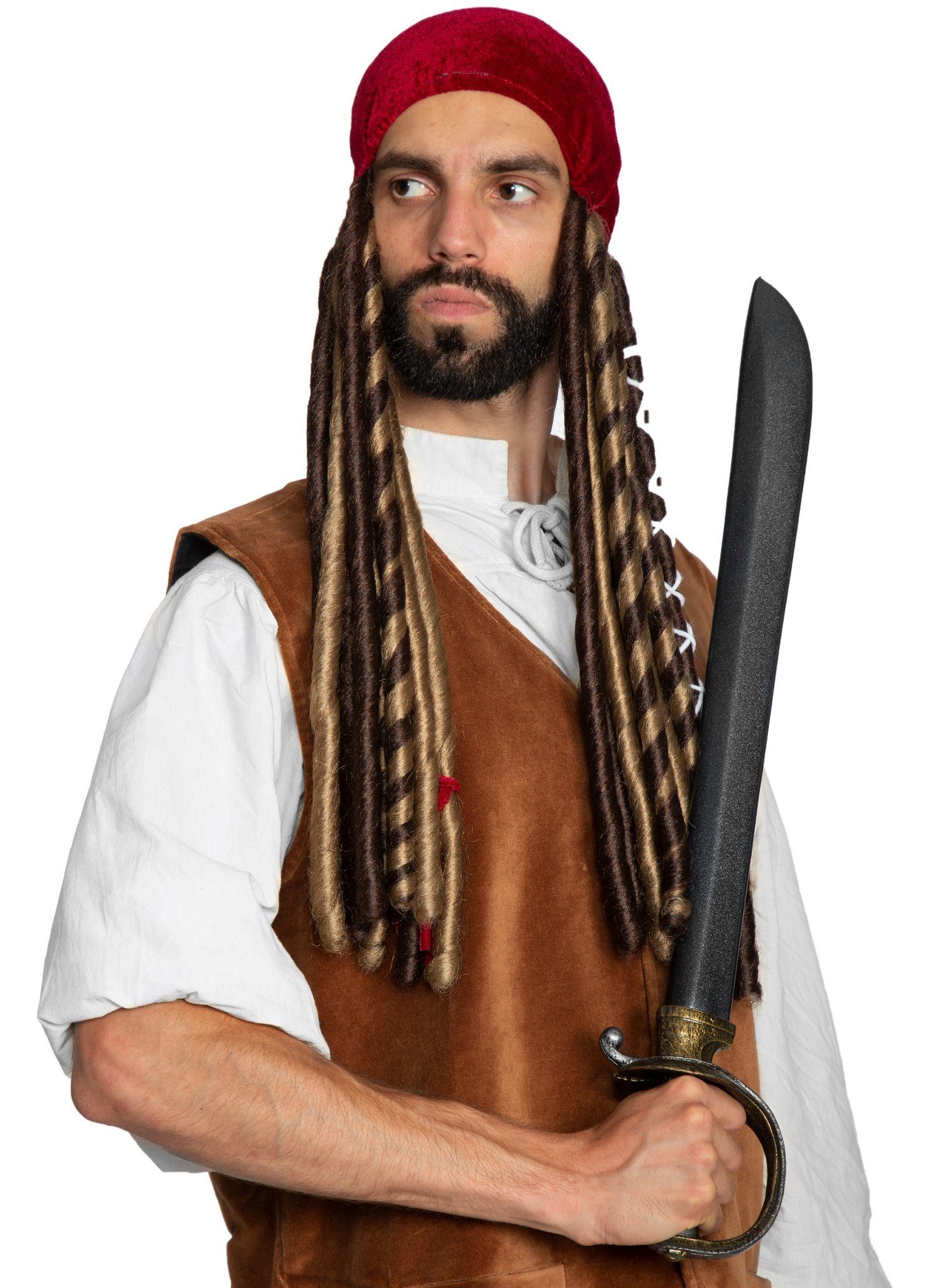 Maskworld Kostüm-Perücke Kopftuch mit Piraten Dreads - Faschingsperücke, Lo günstig online kaufen