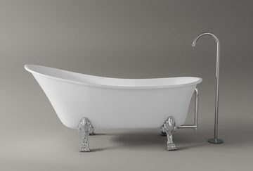 Bernstein Badewanne PARIS, (nostalgisches Design / Acrylwanne / Sanitäracryl / mit Metallfüße), freistehende Wanne / Weiß / 176 cm x 71 cm / Acryl / Oval