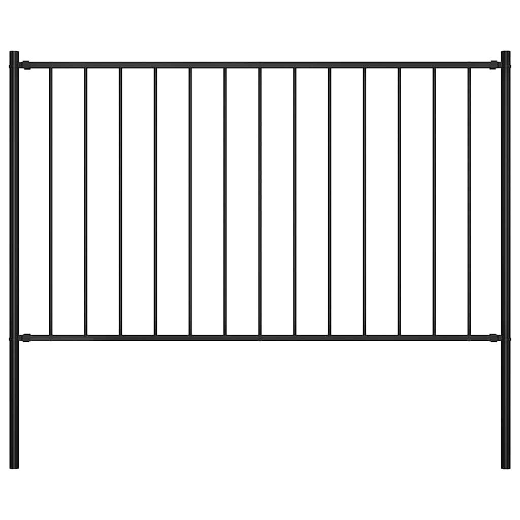 furnicato Zaun Gartenzaun Schwarz 170 x 125 cm aus pulverbeschichtetem Stahl, (1-St), Wetterbeständige Zaunanlage mit Pfosten und Montagematerial inkl.
