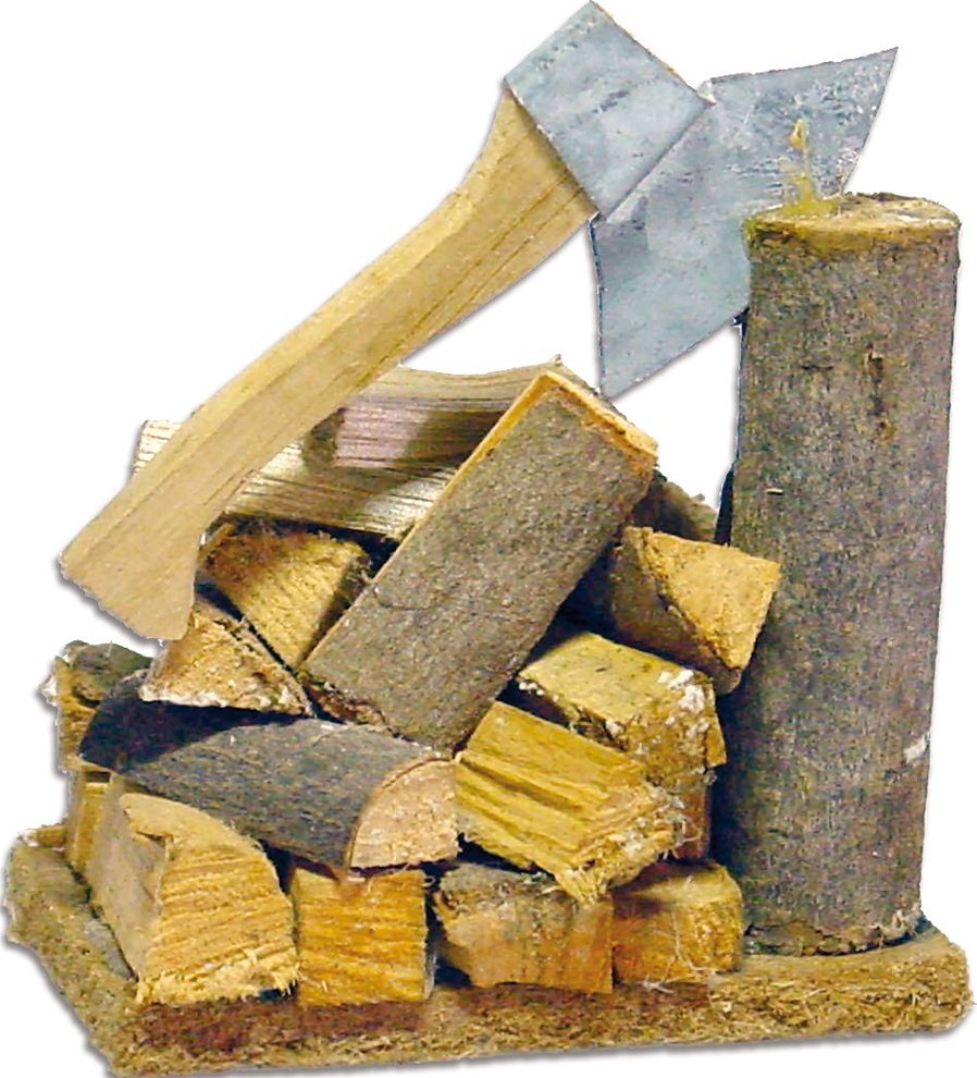 FADEDA Krippen-Zubehör FADEDA Hackstock mit Axt und Holzscheiten, Höhe in cm: 6,5 (1 St)