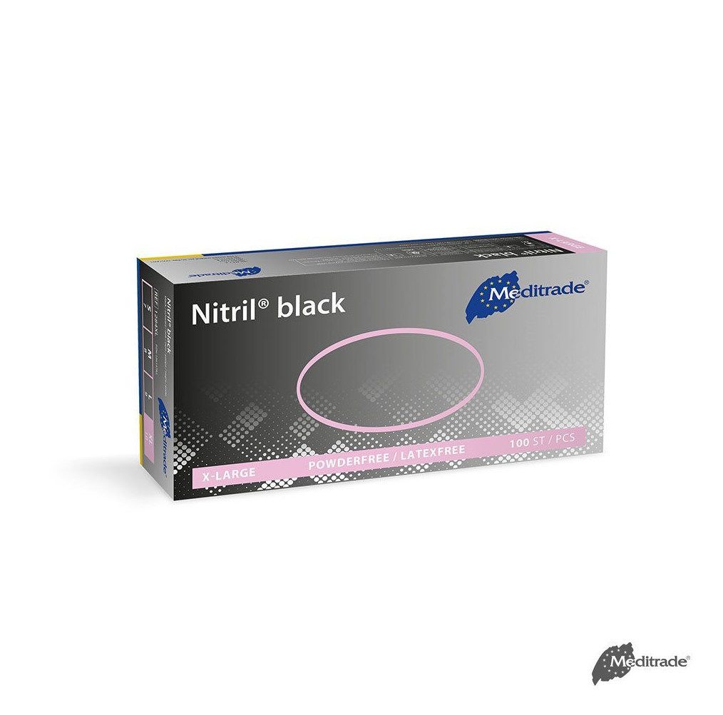 DocMed Nitril-Handschuhe Nitril black U.-Handschuhe, PF, Gr. S/M/L/XL (Einmalhandschuhe, 100-St., Beidhändig tragbar, Rollrand für sicheren Sitz und Komfort) Latexfrei: Ideal für Allergiker und latexfreie Umgebungen