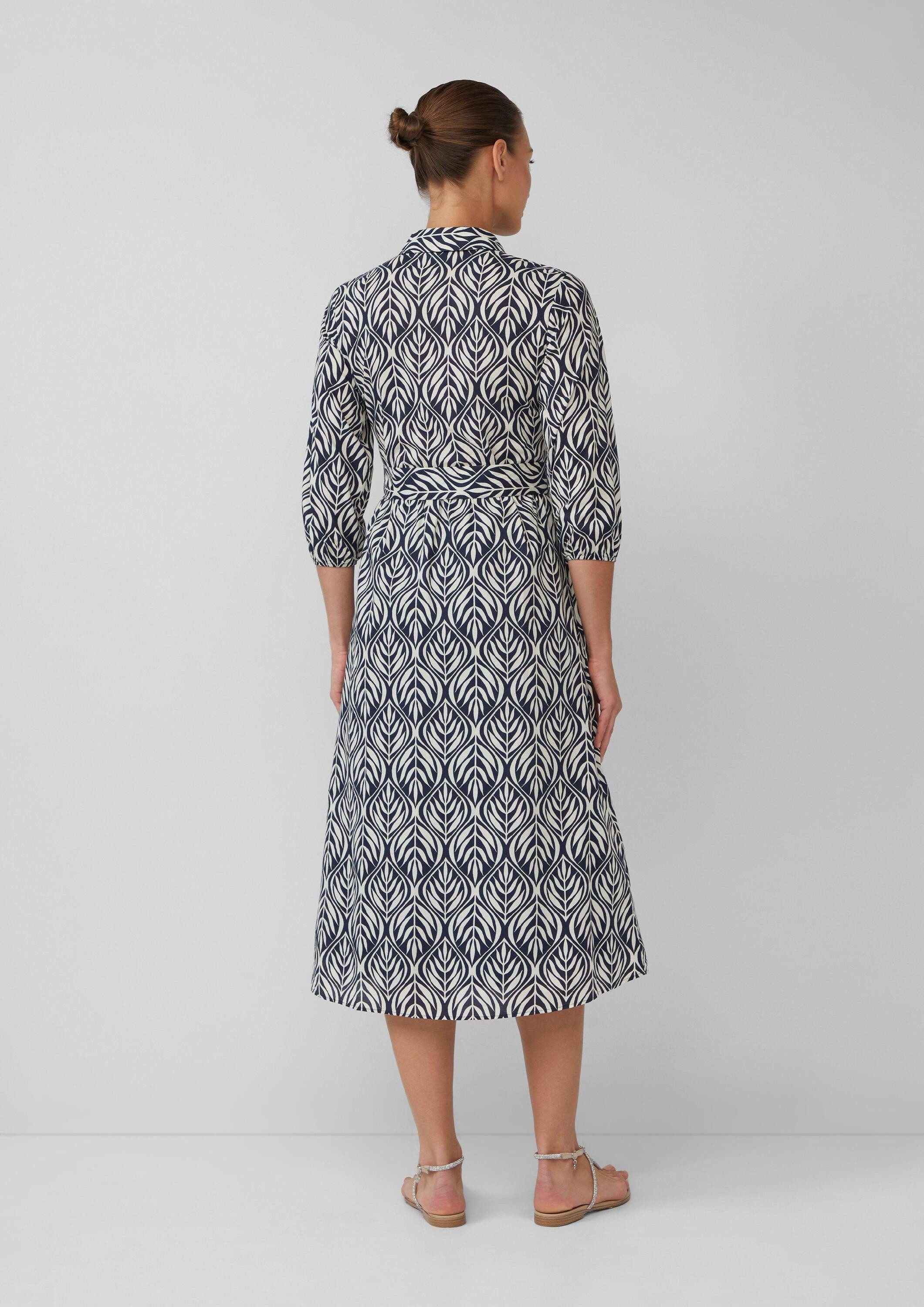 s.Oliver Midikleid Kleid Hemdblusenkleid in Midilänge mit All-over-Print