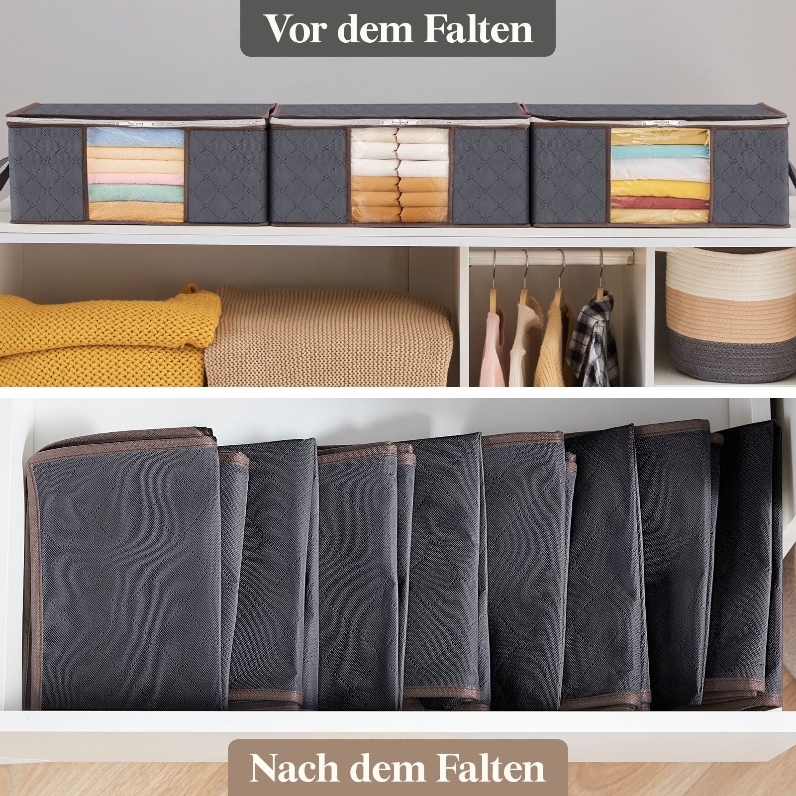 Lifewit Aufbewahrungsdose Aufbewahrungstasche mit Deckel, Kleiderschrank Organizer (Set, 8 St., 1 Stück/2 Stück/3 Stück/4 Stück/6 Stück/8 Stück), Klappbar, Non- – Bild 5 von 5