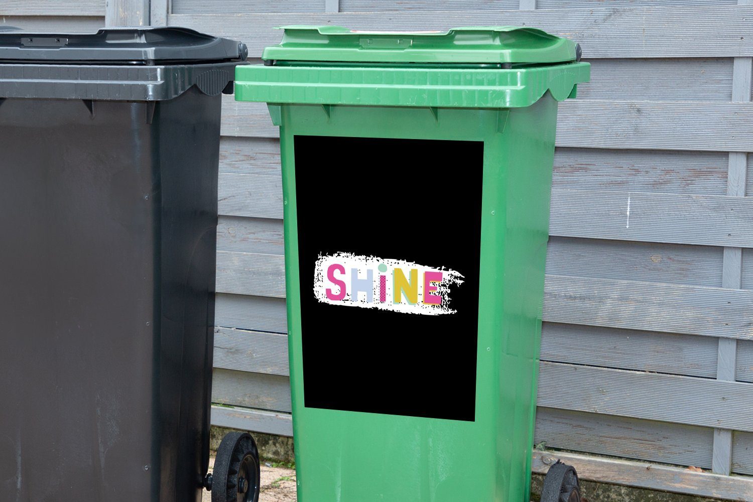 St), MuchoWow - Mülltonne, (1 Wandsticker Sommer Mülleimer-aufkleber, Container, Gelb Zitat - Sticker, Abfalbehälter