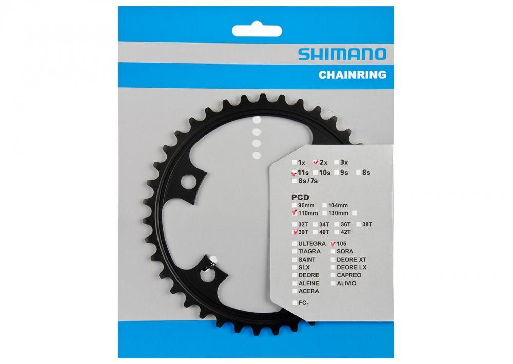 Kettenschaltung SHIMANO Kettenblatt 105 FC-5800 39 Zähne Schwarz - präziser Antrieb fü