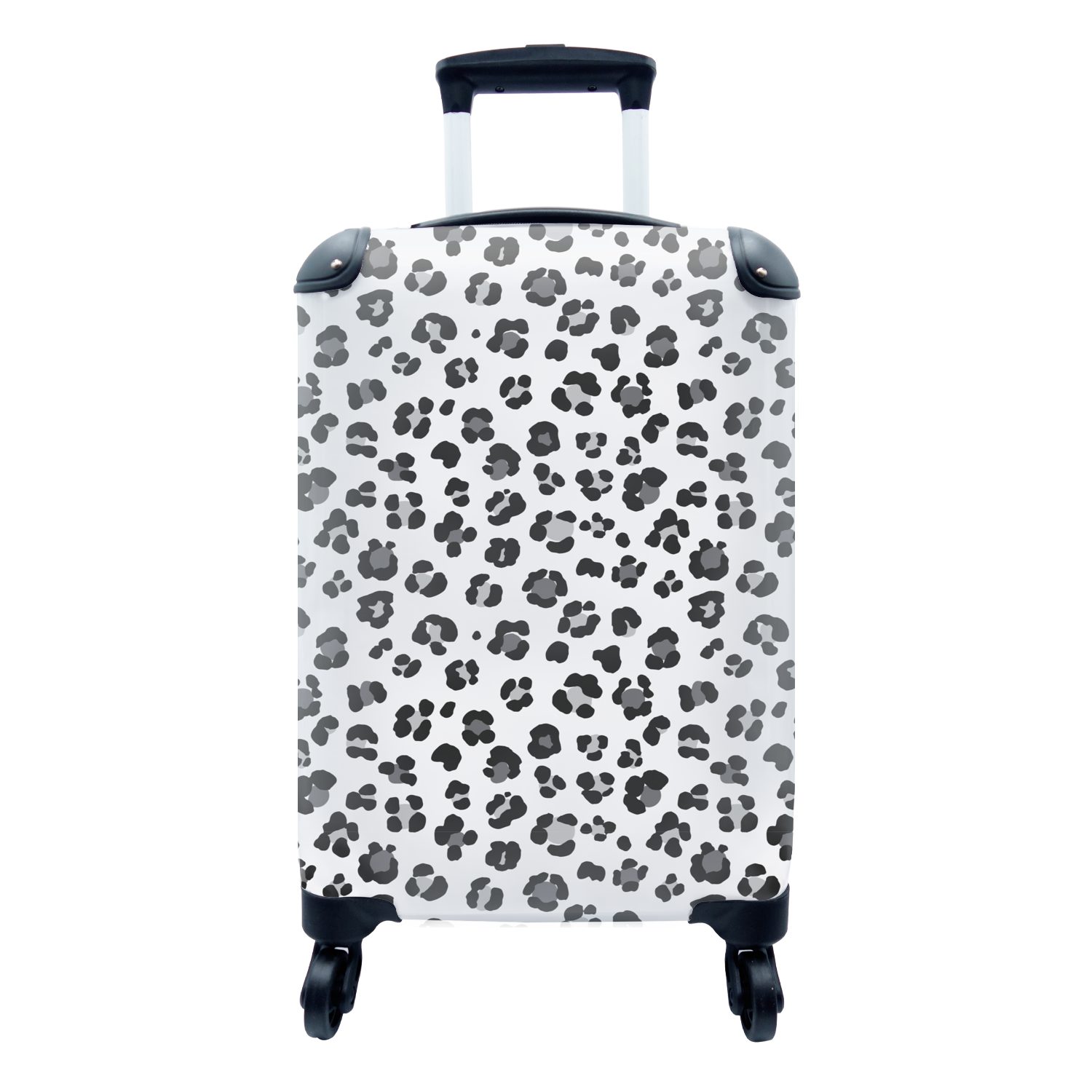 MuchoWow Handgepäckkoffer Panther Druck - Rollen, Reisetasche Flecken, Handgepäck für 4 Ferien, mit - Reisekoffer Grau Trolley, rollen