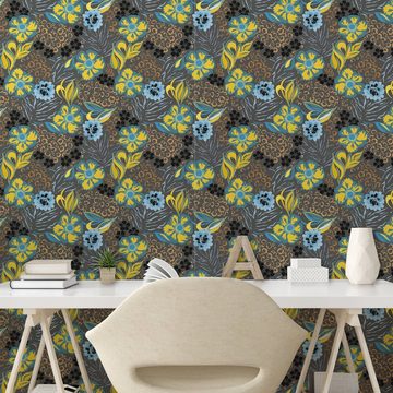 Abakuhaus Vinyltapete selbstklebendes Wohnzimmer Küchenakzent, Abstrakt Blumen eingekreist Details