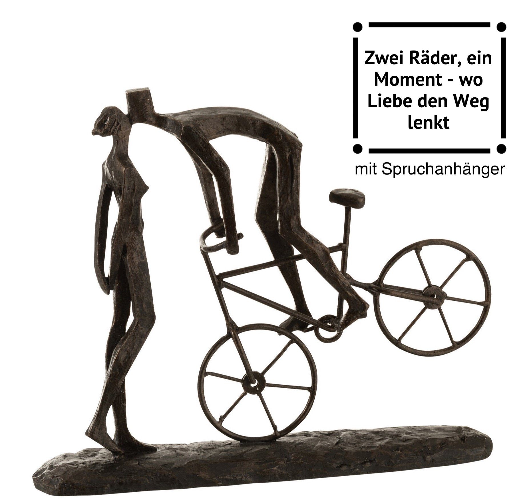 Romantische MF Skulptur Fahrrad auf Skulptur Küss mich Liebespaar