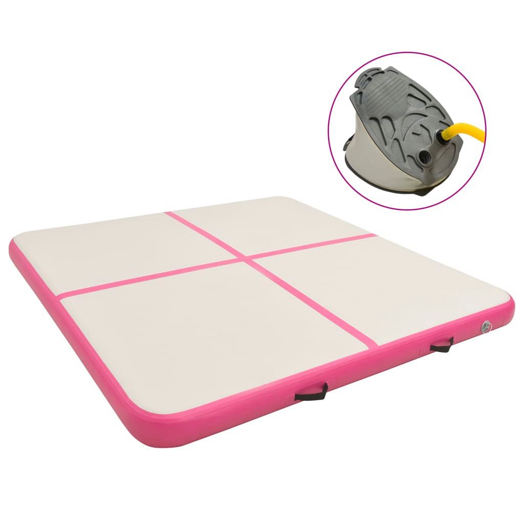 Gymnastikmatte Aufblasbare Gymnastikmatte mit Pumpe 200x200x10 cm PVC Rosa