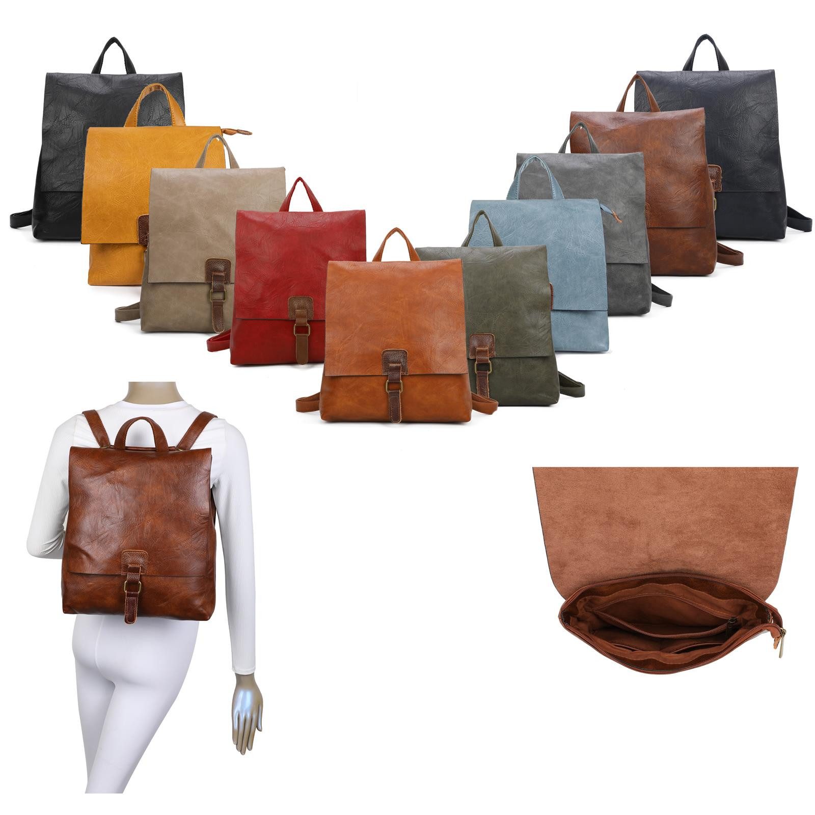 ITALYSHOP24 Rucksack Damen Schultertasche Backpack Umhängetasche günstig online kaufen