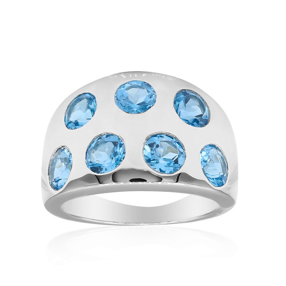 Cavill Silberring Marambaia Topas Ring, 3,65 ct, 925er Sterling, Blau, Rundschliff (1-tlg)