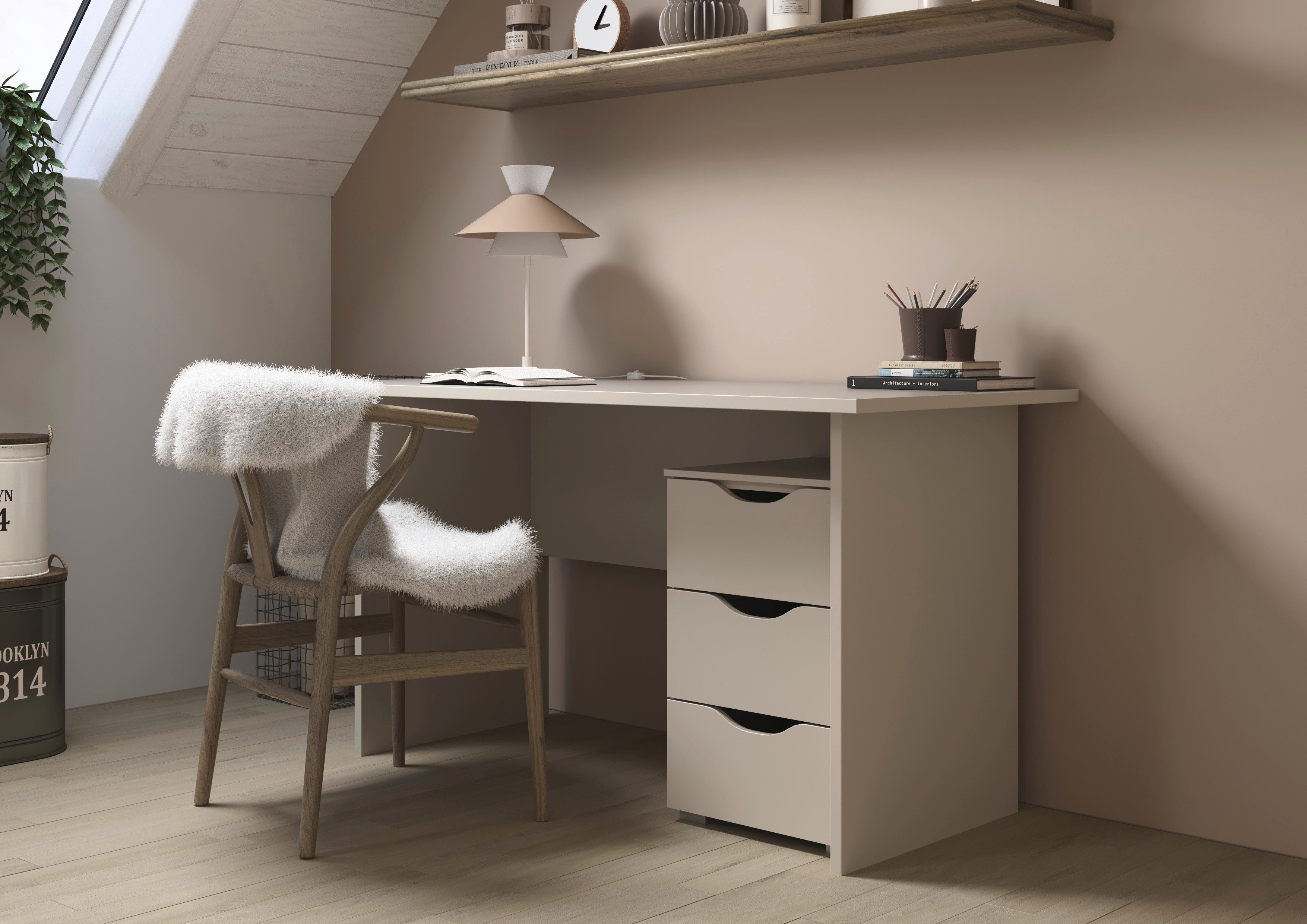 OTTO home Schreibtisch Computertisch Schreibtisch mit Schubladen Kinderschreibtisch MARLENE (Breite 140 cm), mit 3 geräumigen Schubladen und SOFT-CLOSE-FUNKTION MADE IN GERMANY