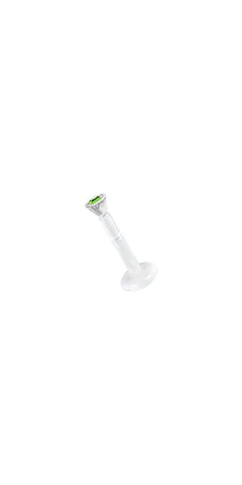 Karisma Nasenpiercing Labret Bioplast Lippen Piercing Aufsatz Transparent Kristall Stein 2,2mm - Peridot