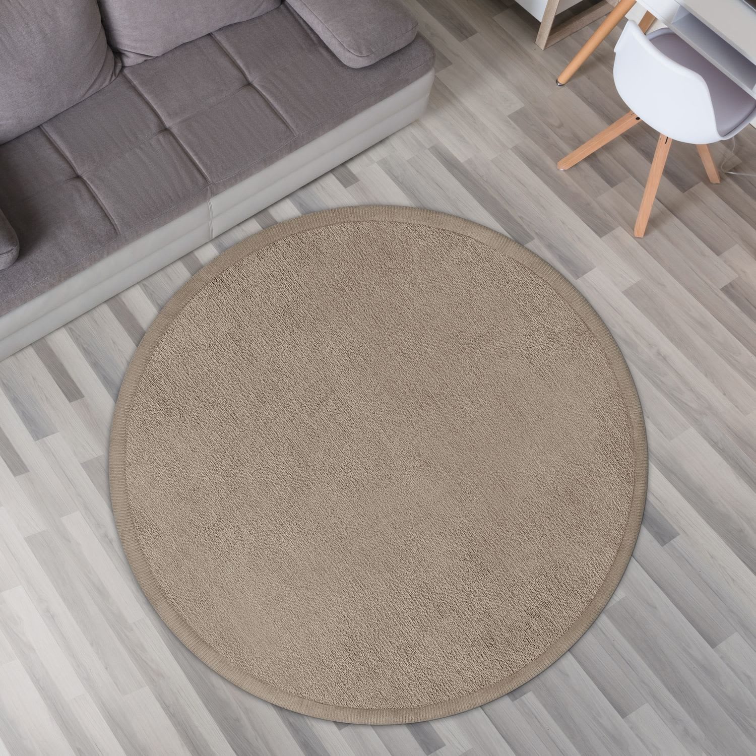 TT Home Teppich Kinderzimmer, Rund, Höhe: 24 mm, Krabbelmatte Babyzimmer Teppich Spielmatte Kinder Unifarben Rutschfest