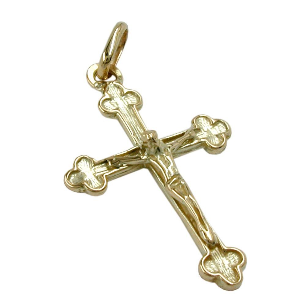 Kettenanhänger Anhänger, Kreuz mit Jesus, 14Kt Gold