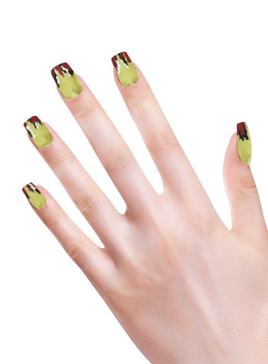 Fingernägel zum Künstliche Aufkleben Widdmann Frankenstein Fingernägel, Kunstfingernägel