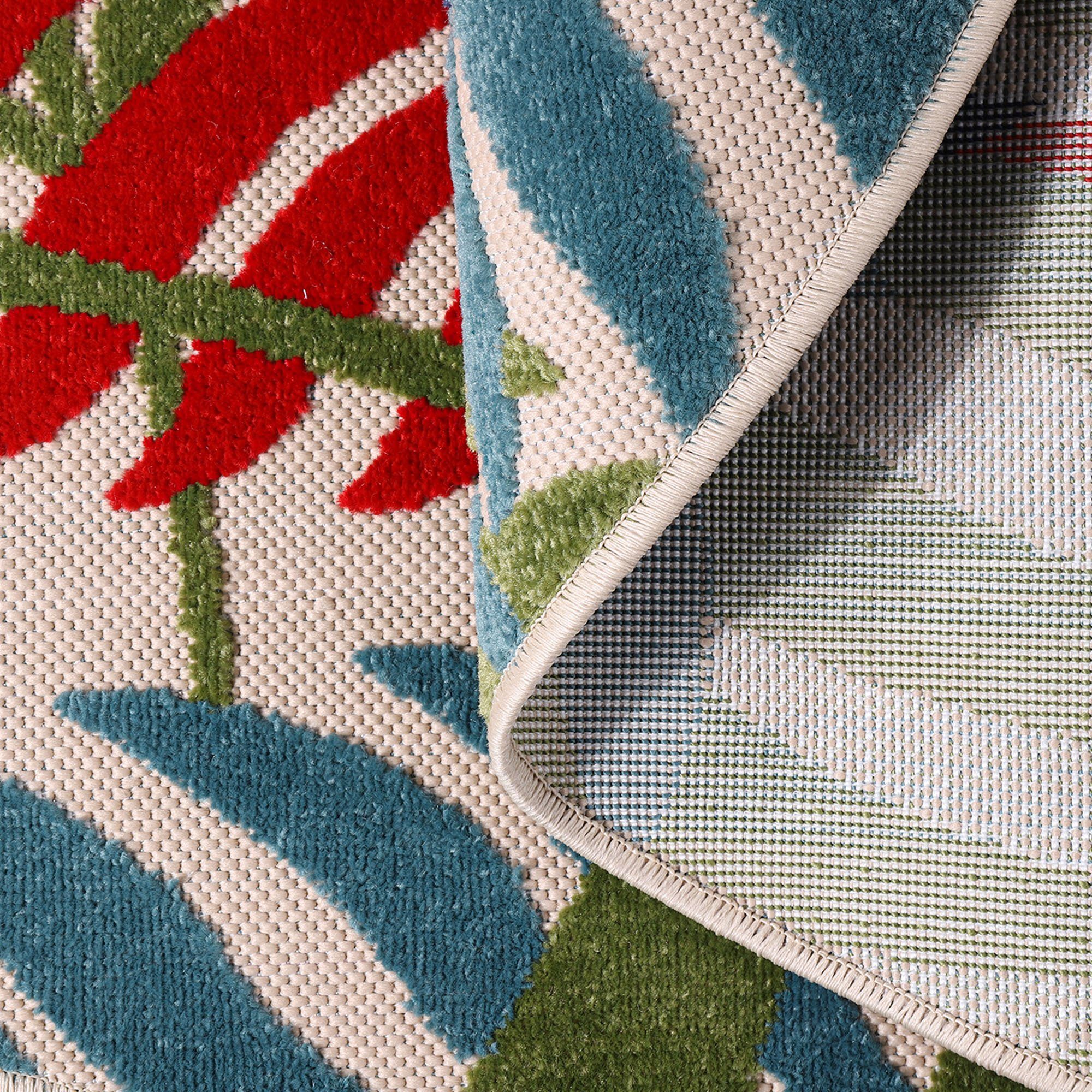 Sanat Teppich Floral Outdoor, auch als Läufer und Rund, rund, Höhe: 6 mm, In- und Outdoor geeignet, florales Design, Balkon, Terasse
