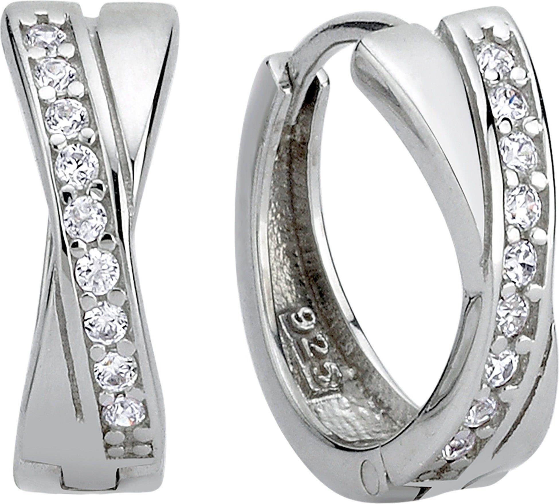 Balia Paar Creolen Balia Creolen für Damen poliert (Creolen), Damen Creolen X-Form aus 925 Sterling Silber, Farbe: weiß, silber