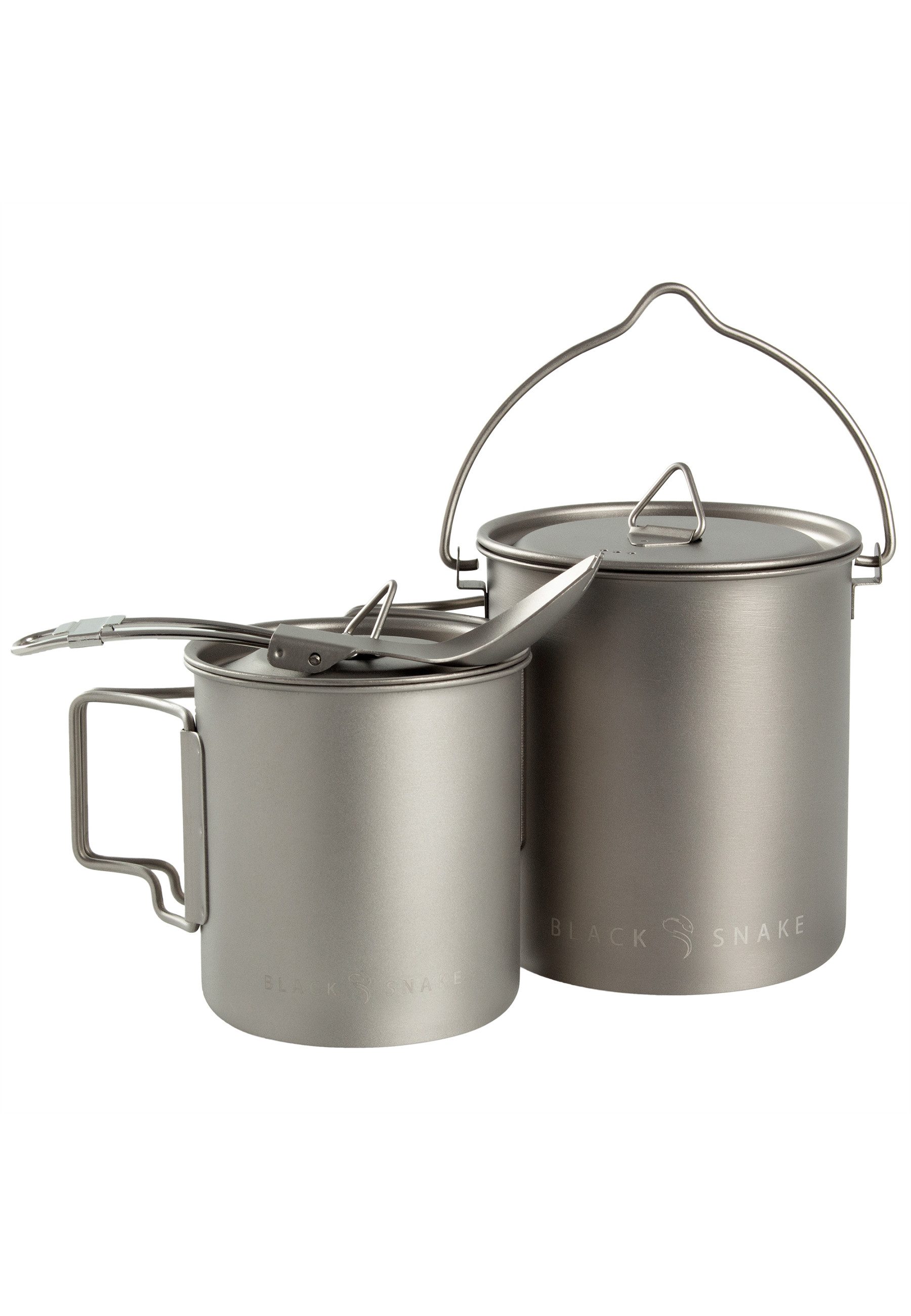 Black Snake Geschirr-Set Ultraleichtes Titan Kochset 3-teilig Camping (3-tlg), Titan, Leichtes Outdoor Kochset aus robustem Titan